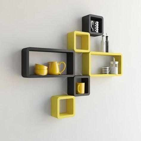 Cube Wall Shelf, Wall Shelf Rack, Unique Wall Shelves, Kitchenware Products, Corner Wall Shelves, Wooden Wall Shelves, Cube Shelves, Room Shelves, Corner Wall