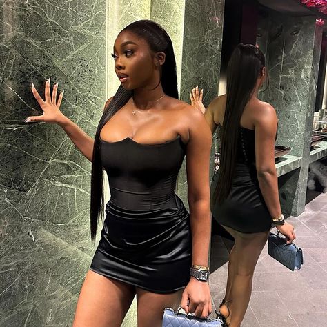 Summer Mini Dress Slim Fit Off Shoulder Chest Wrapping Fashion Black Slim fitting waistband short Strapless Dresses Short, Strapless Bodycon Dress, Female Shorts, Dress Occasion, Tube Top Dress, Corset Mini Dress, Mini Dresses For Women, Measurement Chart, Friends Fashion