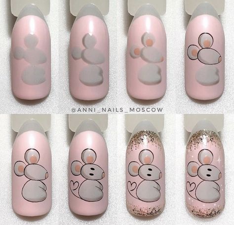 Nailart Tutorial, Disney Acrylic Nails, Quick Nail Art, New Years Nail Art, Unghie Nail Art, Nail Art For Beginners, Nail Art Disney, How To Grow Nails, Rose Nails