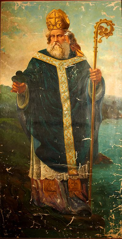 St. Patrick | http://www.saintnook.com/saints/patrickofireland |  Saint Patrick Oil Painting by Honate 3' x 6' antique appraisal | InstAppraisal Sainte Marie, Catholic Art, Orthodox Icons, St Pattys Day, Patron Saints, Saint Patrick, Sacred Art, Roman Catholic, Catholic Faith