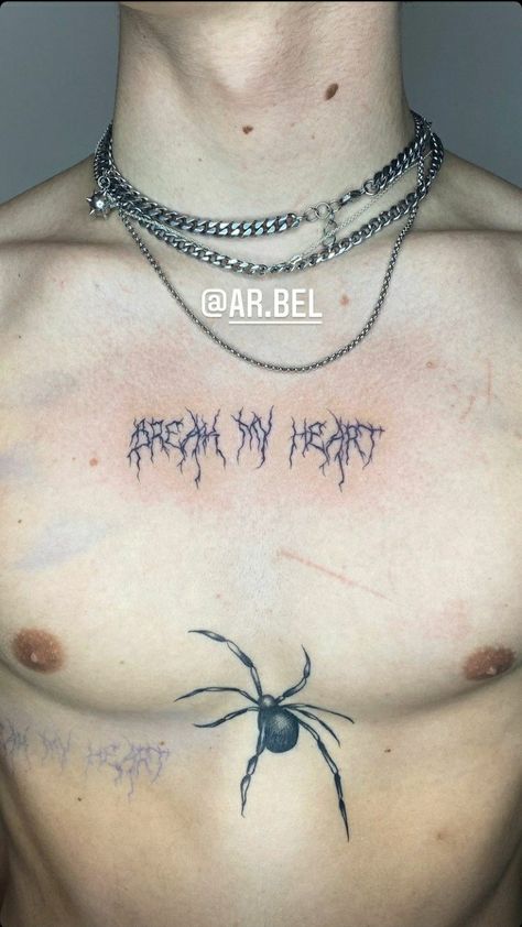 Spider Tattoo Men, Grunge Tattoo, Hacker Aesthetic, Spider Tattoo, Vinnie Hacker, Simplistic Tattoos, Chest Tattoo, Hand In Hand, Pretty Tattoos