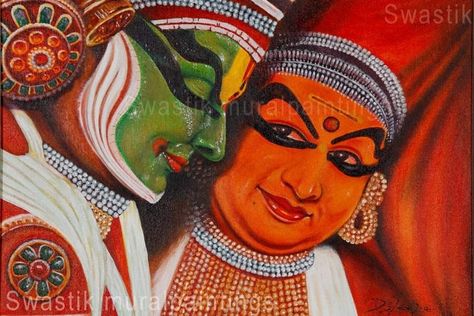 Kadhakali Paintings On Canvas, Onam Theme, Kathakali Painting, Kalamkari Art, Painting Corner, Vibrant Paintings, Mural Art Design, Anthurium Flower, Abstract Pencil Drawings