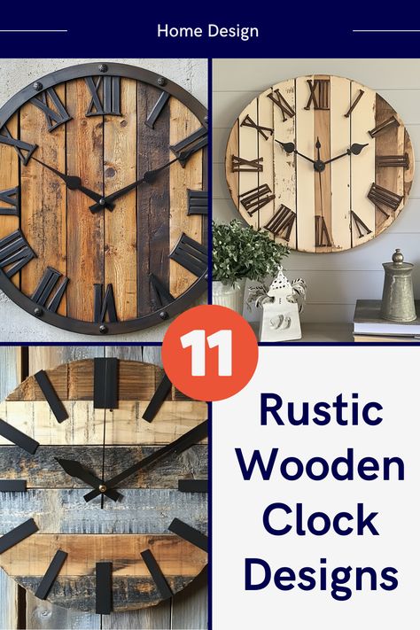 Elevate your decor with charming rustic wooden clock designs! Perfect for adding warmth and character to any room. Get inspired—read the full guide now! #RusticDecor #WoodenClocks #HomeDecorIdeas #DIYWoodProjects #RusticDesigns Wooden Wall Clocks Ideas, Diy Wood Clocks, Wooden Bed Frame Diy, Boho Wall Clock, Homemade Clocks, Rustic Mantle Decor, Rustic Mantle, Clock Design Ideas, Farmhouse Clocks