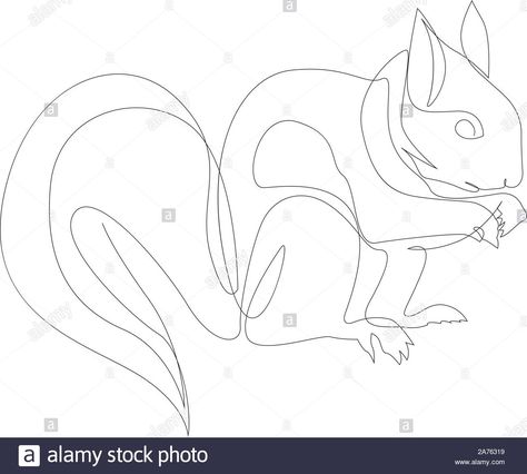 Line Drawing People, Drawing Squirrel, 1 Line Drawing, Squirrel Drawing, Animals Landscape, Multiple Images, Drawing People, Image Illustration, Line Drawing