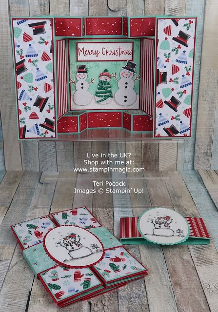 Card Scrapbooking Ideas, Christmas Scrapbook Cards, Christmas Cards Scrapbooking, Inlovearts Cards, Fun Fold Christmas Cards, Trifold Shutter Cards, Trifold Cards, Shutter Cards, 3d Christmas Cards