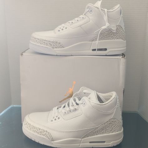 Air Jordan 3 RETRO triple white Retro 3 Jordans, Jordan Retro 2, Air Jordan Retro 3, Jordan Retro 3, Shoes Wallpaper, Retro 3, Jordan Shoes Retro, Jordan 3 Retro, Shoes Sneakers Nike