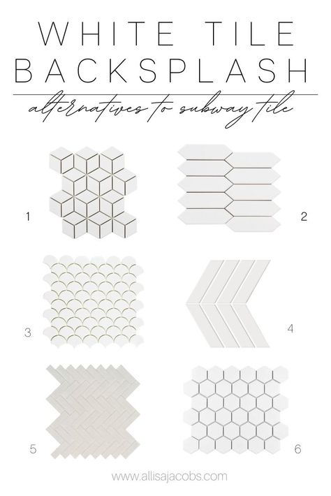 white tile backsplash ideas Small Subway Tile Backsplash, White Backsplash Tile, Geometric Tile Backsplash, Octagon Tile, Stone Backsplash Kitchen, Hexagon Backsplash, Ceramic Tile Backsplash, Patterned Tile Backsplash, Subway Tile Backsplash Kitchen