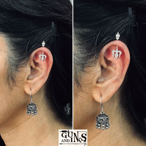 Piercings at @gunsandinkstattoos . . . #mensearpiercing #septumpiercing #eyebrowpiercing #childpiercing #navelpiercing #nosepiercing #industrialpiercing #lobepiercing #helixpiercing #conchpiercing #piercings #piercingsinhyderabad #gunsandinkstattoos #besttattoostudioinhyderabad #tattoostudioingachibowli #hyderabad #gachibowli #hyderabadi #hyderabadlocals #femaletattooartist #tattootraining #tattootrainingcourse #tattootraininginstitute. Bugudi Ear, Ear Bugadi, Dark Green Velvet Dress, Jewelry Traditional, Digital Art Poster, Female Tattoo Artists, Industrial Piercing, Shiva Wallpaper, Eyebrow Piercing