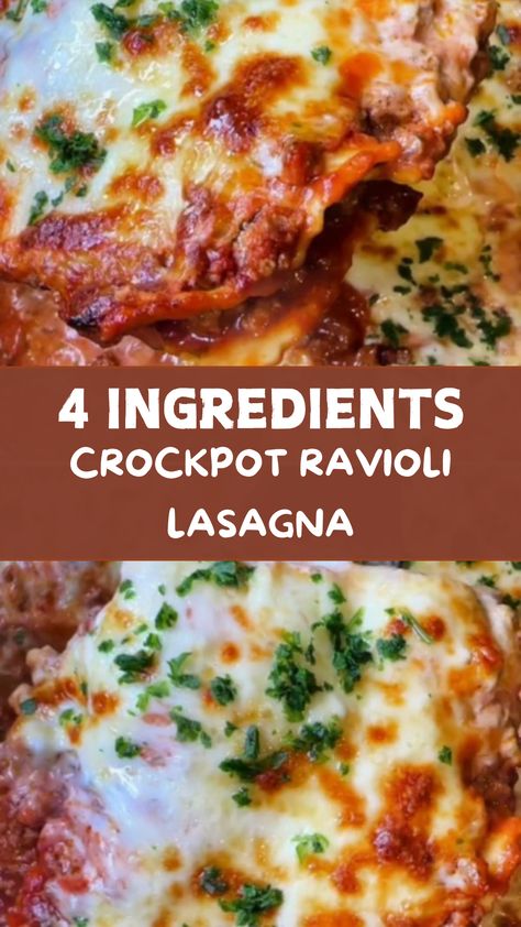 4 Ingredients Crockpot Ravioli Lasagna Crockpot Frozen Ravioli Recipes, Crockpot Ravioli Lasagna Crock Pot, Crockpot Lazy Lasagna With Ravioli, Crockpot Ravioli Soup, Crockpot Ravioli Recipes, Ravioli In Crockpot, Ravioli Crockpot Recipes, Ravioli Lasagna Crockpot, Crock Pot Ravioli Lasagna