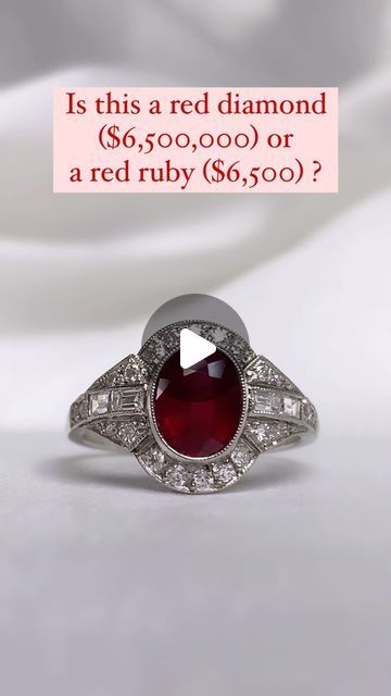 Estate Diamond Jewelry on Instagram: "What’s your guess?! #ruby #red #diamond #rare #beautiful #engagementring #expensive #explorepage" Estate Diamond Jewelry, Halo Halo, Red Diamond, Ruby Red, Diamond Jewelry, Halo, Ruby, Engagement Rings, Red