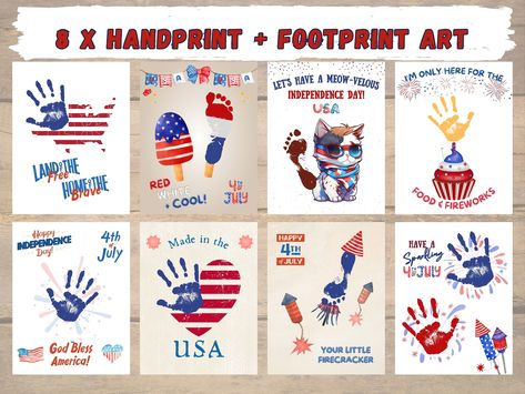 Crafts For Baby, Craft Preschool, Handprint Craft, Footprint Art, Handprint Art, Art Bundle, Baby Crafts, Good Good Father, July 4th