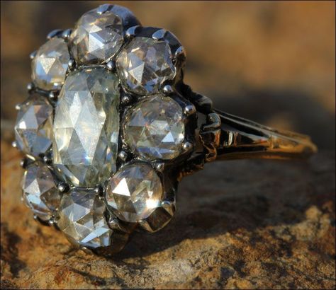 Dutch Style, Double Dutch, Georgian Jewelry, Jewelry For Sale, Blooming Rose, Bling Rings, Antique Diamond, Victorian Jewelry, Diamond Cluster Ring