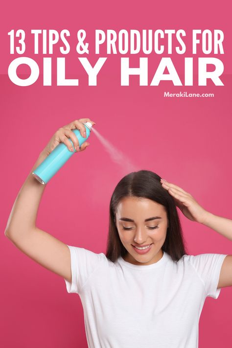 7 Best Drugstore Products For Oily Hair | While oily hair can make your locks look shiny, it often looks greasy, as though you've skipped the shampoo two days too long. Click to learn common causes of oily hair, hair care tips and hacks you can try to get rid of oily hair, plus our favorite budget-friendly hair products for oily scalps. From choosing the right shampoo and conditioner, to learning how to wash your hair properly, to the best dry shampoo and so much more, we've got you covered! How To Wash Oily Hair Properly, Style Oily Hair, Oily Hair Hacks, Products For Oily Hair, Get Rid Of Oily Hair, Best Drugstore Products, Drugstore Shampoo, Oily Roots, Best Dry Shampoo