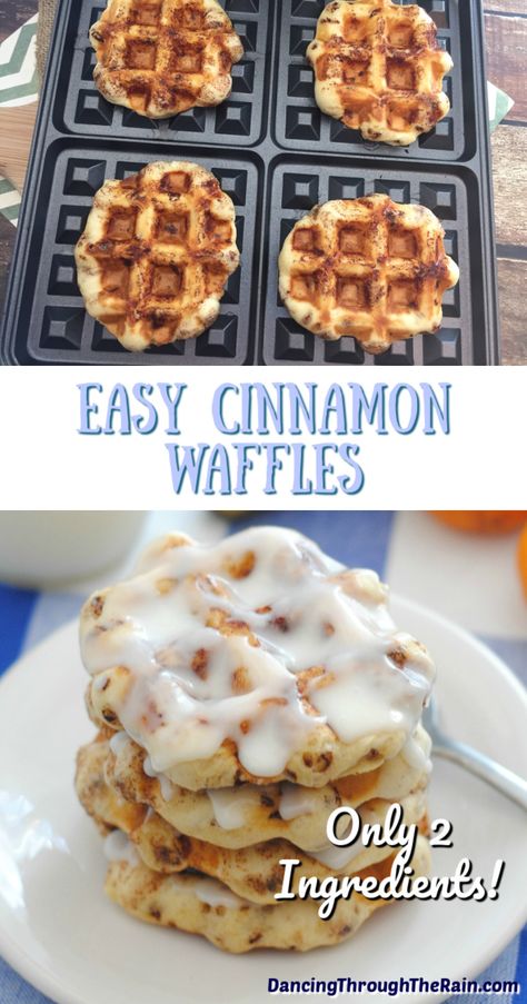 Mini Waffle Iron Recipes Easy, Waffle Iron Recipes Easy, Waffle Maker Recipes Breakfast, Cinnamon Roll Waffle, Cinnamon Roll Waffles Recipe, Waffle Iron Cookies, Dinner Waffles, Mini Waffle Recipe, Weekend Breakfast Recipes