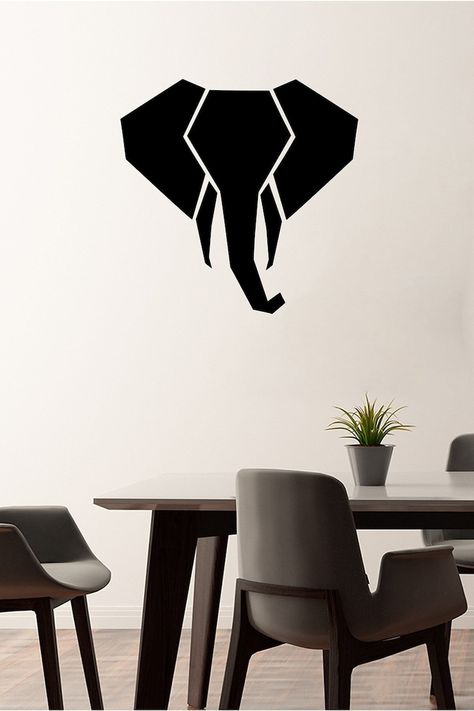 An elephant sticker created with modern lines. A great product for elephant lovers. Its dimensions are 60x50cm. Different colors are shown in the image Elephant Stickers, Bike Stickers, Elephant Lover, Home Decor Living Room, An Elephant, Decor Living Room, Sticker Vinyl, Decor Living, Vinyl Wall Decals