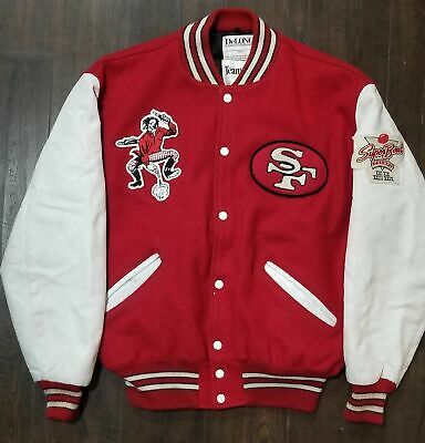 49ers Vintage Red Wool / White Leather DeLong Varsity Jacket size Large | eBay 49ers Vintage, 49ers Jacket, Peacoats, Jackets Winter, Winter Coats, Red Wool, Gold Leather, Leather Jackets, Super Bowl