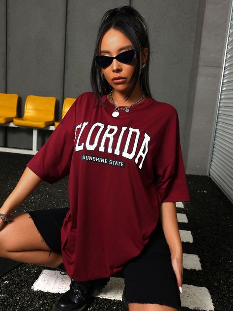 Tshirt Oversized, Loose Tees, Women Street, Sunshine State, Women T Shirts, Loose Tops, Moda Fitness, Casual Tee, Oversized Tee