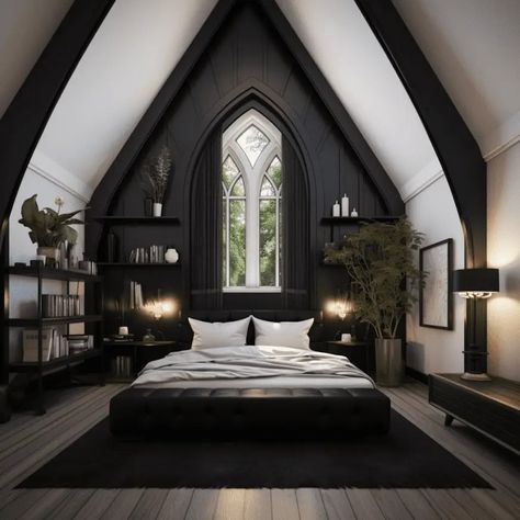 Discover Nothic: The Hottest Blend of Gothic and Scandinavian Interior Design Trends - axxla interior design Modern Gothic Interior, Gothic Modern House, Gothic Style Home, Gothic Interior Design, Gothic Interior, Gothic Bedroom, Modern Gothic, Dark Home Decor, Attic Bedrooms