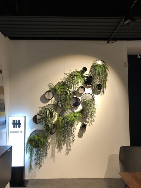 Wall Ivy Indoor, Mirrors And Plants On Wall, Mirror Planter Boxes, Post Modern Wall Decor, Diy Faux Succulent Wall, Mirror Plant Wall, Plant Wall Dining Room, Planter Wall Indoor, Plant Accent Wall