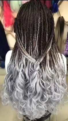 Silver Knotless Braids, Silver Box Braids, Silver Hair Braids, Silver Braids, Grey Box Braids, Gemini Hair, Latest Hair Trends, Braids Hairstyles Pictures, Cute Box Braids Hairstyles