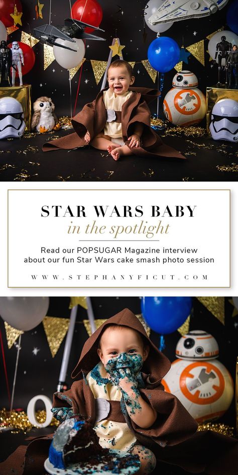 Our cake smash photography session was featured in the Popsugar magazine, take a look and find out more details about our process, inspiration and how we work our magic! Follow us for more cake smash photography inspiration! #cakesmashphotography #cakesmashphoto #cakesmashphotoshoot #starwarscakesmash #babyYodaphotoshoot #babyJediphotoshoot #babyJedi #childphotographerDallas #milestonebabyphotography #cakesmashtheme #cakesmashphotosboy #cakesmashphotos #cakesmashoutfit Star Wars Cake Smash, Star Wars Smash Cake, Baby Jedi, Cake Smash Theme, Baby Cake Smash, Disney Movies To Watch, Children Photography Poses, Star Wars Cake, Star Wars Droids