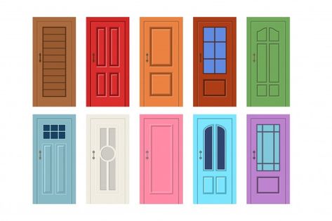 Door Illustration Drawings, Door Design Drawing, Fundraising Goal Chart, Door Cartoon, Door Illustration, Door Drawing, Shapes Illustration, Door Card, House Cartoon