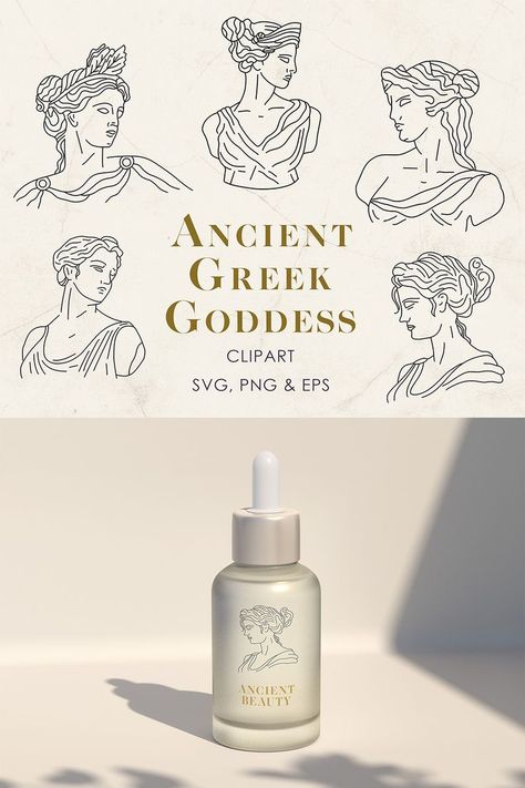 Greek Goddess Illustration, Goddess Illustration, Goddess Design, Line Illustrations, Ancient Goddesses, Sip N Paint, Vector Line, Ancient Beauty, Goddess Art