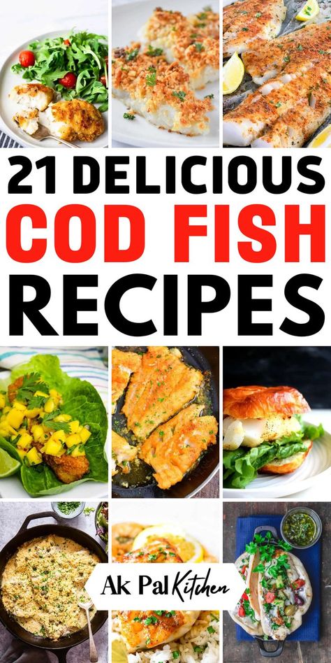 Explore delicious cod fish recipes that are both healthy and easy to make. From baked cod to grilled fish fillets, find inspiration for your next seafood meal. Try our flavorful lemon garlic cod or crispy Parmesan-crusted cod for a gourmet twist. Discover Mediterranean and spicy cod recipes that will tantalize your taste buds. Whether you prefer cod in tomato sauce or as fish tacos, we've got you covered. Elevate your cooking with these quick and versatile cod fillet ideas. Easy Cod Fish Recipes, Air Fried Cod, Best Cod Fish Recipes, Fried Cod Fish Recipes, Best Cod Recipes, Cod Fish Recipes Baked, Cod Recipes Healthy, How To Cook Cod, Cod Fillet Recipes