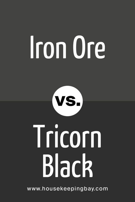 Iron Ore vs. Tricorn Black  by Sherwin Williams Tri Corn Black Sherwin Williams Cabinets, Iron Ore Sherwin Williams Shutters, Iron Ore Exterior With Tricorn Black Trim, Pure White And Iron Ore Exterior, She Twin Williams Tricorn Black, Tricorn Black Door Exterior, Iron Ore Front Door Entrance, Sw Iron Ore Vs Tricorn Black, Tricorn Black Stair Railing