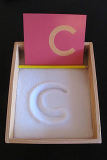 Writing letters in salt (this site has Montessori & Montessori-inspired activities). Maluchy Montessori, The Letter C, Aktiviti Kanak-kanak, Montessori Ideas, Aktivitas Montessori, Letter C, Alphabet Activities, Montessori Activities, Literacy Activities