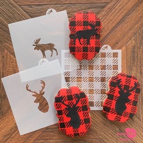 BakeArt Stencils on Instagram: “Wild this Winter for Buffalo Plaid!  Pair this Popular Plaid Pattern with our selection of Winter Wildlife Cookie Stencils for the Sweetest…” Plaid Christmas Cookies, Buffalo Cookies Decorated, Plaid Cookies, Buffalo Plaid Cookies Decorated, Buffalo Check Stencil, Plaid Stencil Patterns, Buffalo Plaid Pattern, Royal Iced Cookies, Sugar Cookie Frosting