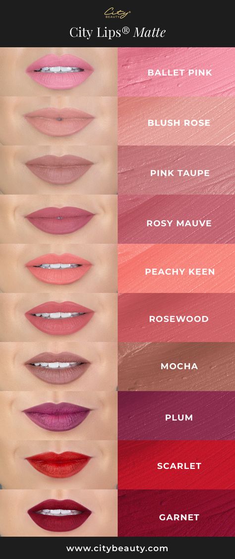 Lipistic Colour, Light Colour Lipstick Shades, Color Lipstick, Makeup Designs Art, Cute Lip Makeup, Different Lipstick Shades, Matt Lipstick Shades, Lipistic Colour Lips, All Lipstick Shades