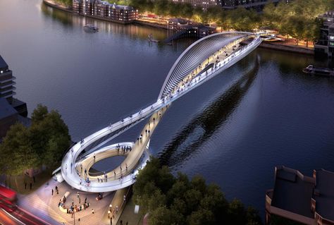 87 Brilliant Designs For A New Pedestrian-Cycling Bridge In London | Co.Exist Bridges Architecture, Henning Larsen, Renzo Piano, Bridge Design, Pedestrian Bridge, Body Of Water, Over The River, London Bridge, River Thames