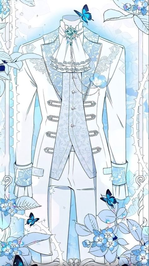 Prince Anime Outfit, Prince Outfits Royal Drawing, White And Blue Fantasy Outfit Male, Manhwa Clothes Male, Anime Prince Outfit Design, Light Blue Fantasy Outfit Male, Prince Anime Royal, Manhwa Royal Outfit, Prince Clothes Drawing