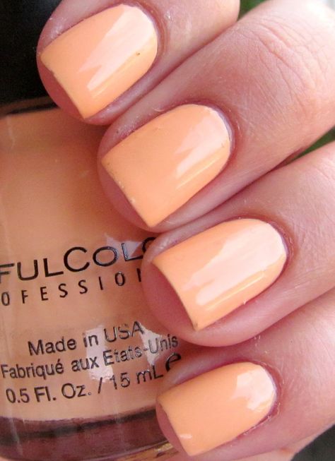 Soft Orange Nails, Fake Gel Nails, Sinful Colors Nail Polish, Red Carpet Manicure, Minx Nails, Soft Orange, Sinful Colors, Round Nails, Diy Nail Designs