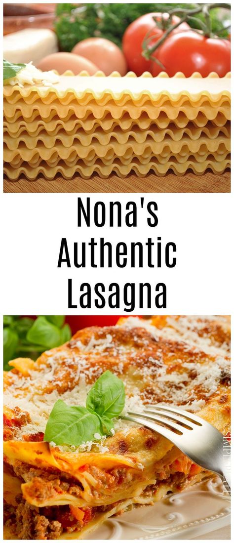 Authentic Lasagna Recipe With Ricotta, German Lasagna, Nona Pia Recipes, Nona Pia, Authentic Lasagna Recipe, Authentic Lasagna, Authentic Italian Lasagna, Nonna Pia, Italian Dinners