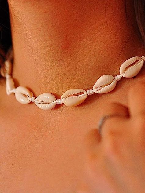 Qceasiy Seashell Necklace Choker for Women Summer Hawaiian Style Natural Shell Necklace Summer Choker, Cowrie Shell Jewelry, Sea Shell Necklace, Cowrie Shell Necklace, Shell Choker, Hawaiian Jewelry, Boho Choker, Seashell Necklace, Jewellery Uk