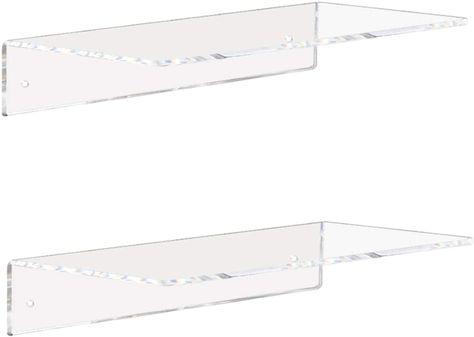 Amazon.com: Acrylic Display Small Shelf, 5mm Thick Floating Shelves Won't Fall-Off for Bedroom, Living Room, Bathroom -2Pack (Clear) : Home & Kitchen Thick Floating Shelves, Clear Acrylic Shelves, Wall Ledge Shelf, Acrylic Wall Shelf, Shelf For Wall, Acrylic Shelves, Book Display Shelf, Small Wall Shelf, Wall Ledge