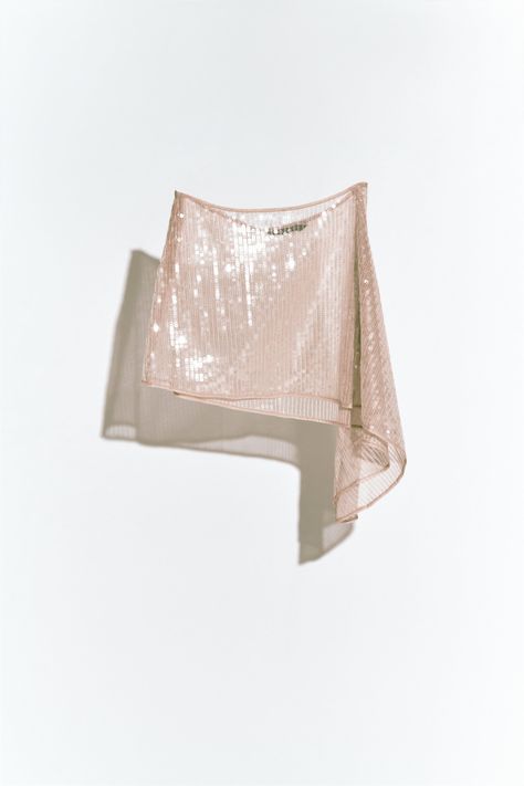 ZARA semi-sheer sequinned asymmetric skirt - pale pink Asymetric Skirt, Sheer Outfit, Sequin Mini Skirt, Asymmetric Skirt, Trendy Fits, Sequin Mini Skirts, Girly Shoes, Asymmetrical Skirt, Sequin Mini