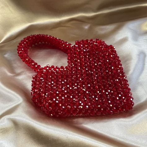 Heart Beaded Bag, Ethereal Elegance, Hand Beaded Bag, Heart Shaped Bag, Bead Bag, Bags Ideas, Diy Bag Designs, Crystal Bags, Bead Charms Diy