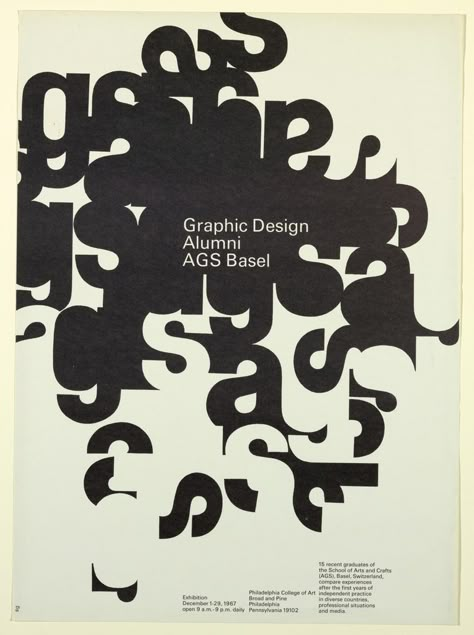 Dan Friedman, Graphic Design Alumni AGS Basel, Philadelphia College of Art, December 1-29, 1967 Typographic Poster Design Illustration, New Wave Typography, Dan Friedman, Plakat Design Inspiration, Letter Composition, Poster Grafico, Yale School Of Art, Teaching Graphic Design, Mises En Page Design Graphique