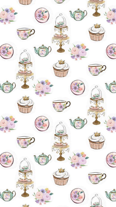 Tea Wallpaper, Tout Rose, Love Pink Wallpaper, Vintage Flowers Wallpaper, Kids Background, Floral Border Design, China Painting, Tea Art, Pretty Wallpaper Iphone