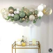 Sage Green Balloon Garland Kit with Matte Sage Olive, Taupe, White, Gold  Metallic, Confetti Balloons - Walmart.com Eucalyptus Party, Sage Green Balloon Garland, Baloon Garland, Green Balloon Garland, Balloons For Baby Shower, Birthday Ballon, Shower Eucalyptus, Sage Green Baby Shower, Baby Shower Decorations Neutral