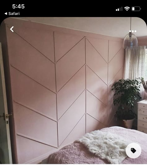 Pink Herringbone Wall, Herringbone Wall Nursery, Blush Pink Nursery Panelling, Blush Pink Wall Panelling, Pink And Wood Accent Wall, Pink Wood Accent Wall, Blush Accent Wall Bedroom, Pink And Gold Accent Wall, Toddler Girl Bedroom Accent Wall