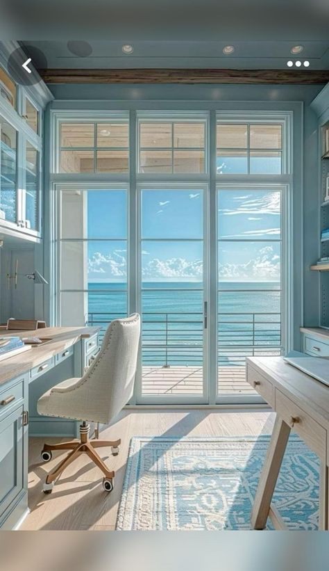 Coastal Library, Beach House Office, Beach House Modern, Beachy House, Beach House Room, Modern Coastal Decor, Coastal Bedroom Decorating, Coastal House, Dream Beach Houses