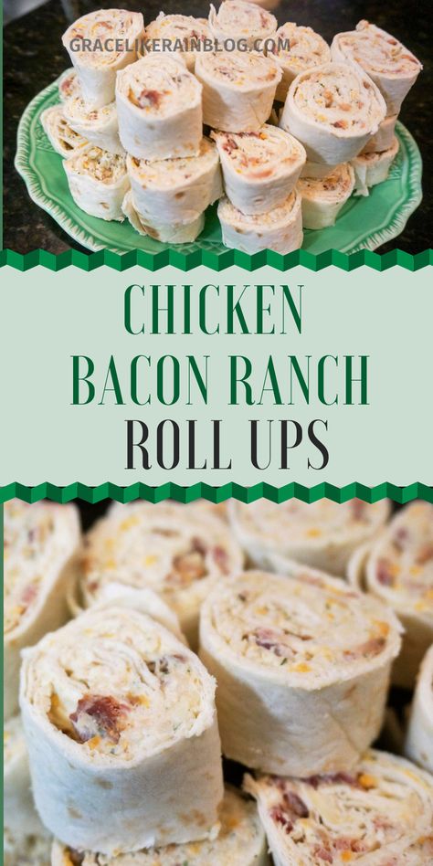 Chicken Bacon Ranch Tortilla Roll Ups are a quick and easy party snack that is full of flavor. Who doesn't love chicken and bacon and ranch? And let's throw some cheddar in there for kicks, too. I'm sharing all the keys to success for this crowd-pleasing appetizer. | Cheddar Bacon Ranch Roll Ups | Cheddar Bacon Ranch Pinwheels | Chicken Bacon Ranch Pinwheels | Bacon Appetizers | Tortilla Roll Ups | #Appetizers #Party #Snacks Chicken Broccoli Bacon Roll Ups, Trivia Night Snacks, Chicken Bacon Ranch Tortilla, Ranch Tortilla Roll Ups, Bacon Ranch Roll Ups, Pinwheels Lunch, Classroom Cookbook, Pinwheels Chicken, Deli Roll Ups