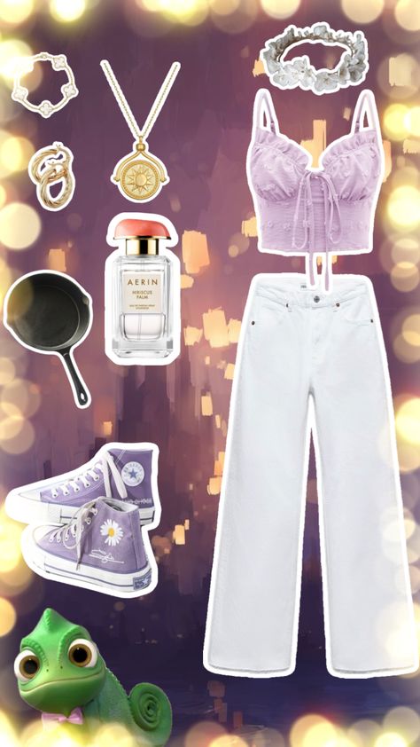 Disney Princess inspired outfits✨: R A P ￼U N Z E L 💜✨ !! #rapunzel #tangled #disney #outfitinspo Repunzal Tangled Inspired Outfit, Tangled Inspired Outfits, Rapunzel Inspired Outfits, Rapunzel Inspired Outfit, Bounding Outfits, Disneyland 2023, Rapunzel Outfit, Tangled Aesthetic, Disney Princess Inspired Outfits