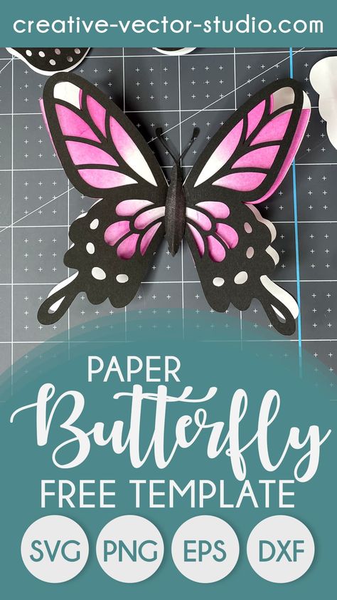 3d Butterfly Template Free Printable, Butterfly Cut Out Template, Wings Svg Free, Free Butterfly Svg, Cricut Butterfly, Paper Craft Template, Dia De Los Muertos Decorations Ideas, Butterfly Invitations, Butterfly Svg