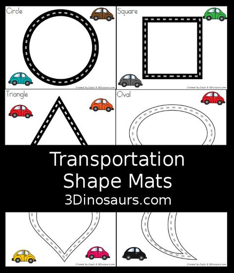 Free Road Shape Tracing Printable - Super fun shape tracing printable to use with kids to learn 9 shapes - 3Dinosaurs.com #carsforkids #transportationprintables #3dinosaurs #freeshapeprintables #freesprintables #shapesforkids #preschool #prek #kindergarten Shape Tracing, Toddler Board, Montessori Teacher, Transportation Activities, 3 Dinosaurs, Transportation Preschool, Printable Shapes, Shape Names, Shapes Activities