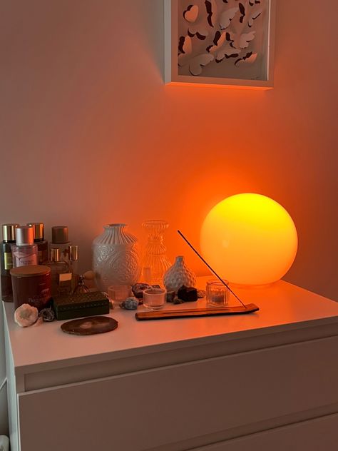 lamp aesthetic colorful ball ikea interior room bedroom vintage fashionable modern Led Apartment Ideas, Ambient Floor Lamp, Mood Lamp Aesthetic, Night Table Lamp, Cool Lamps Living Room, Dorm Room Lamps, Low Light Room Ideas, Ambient Room Lighting, Lamp Room Aesthetic